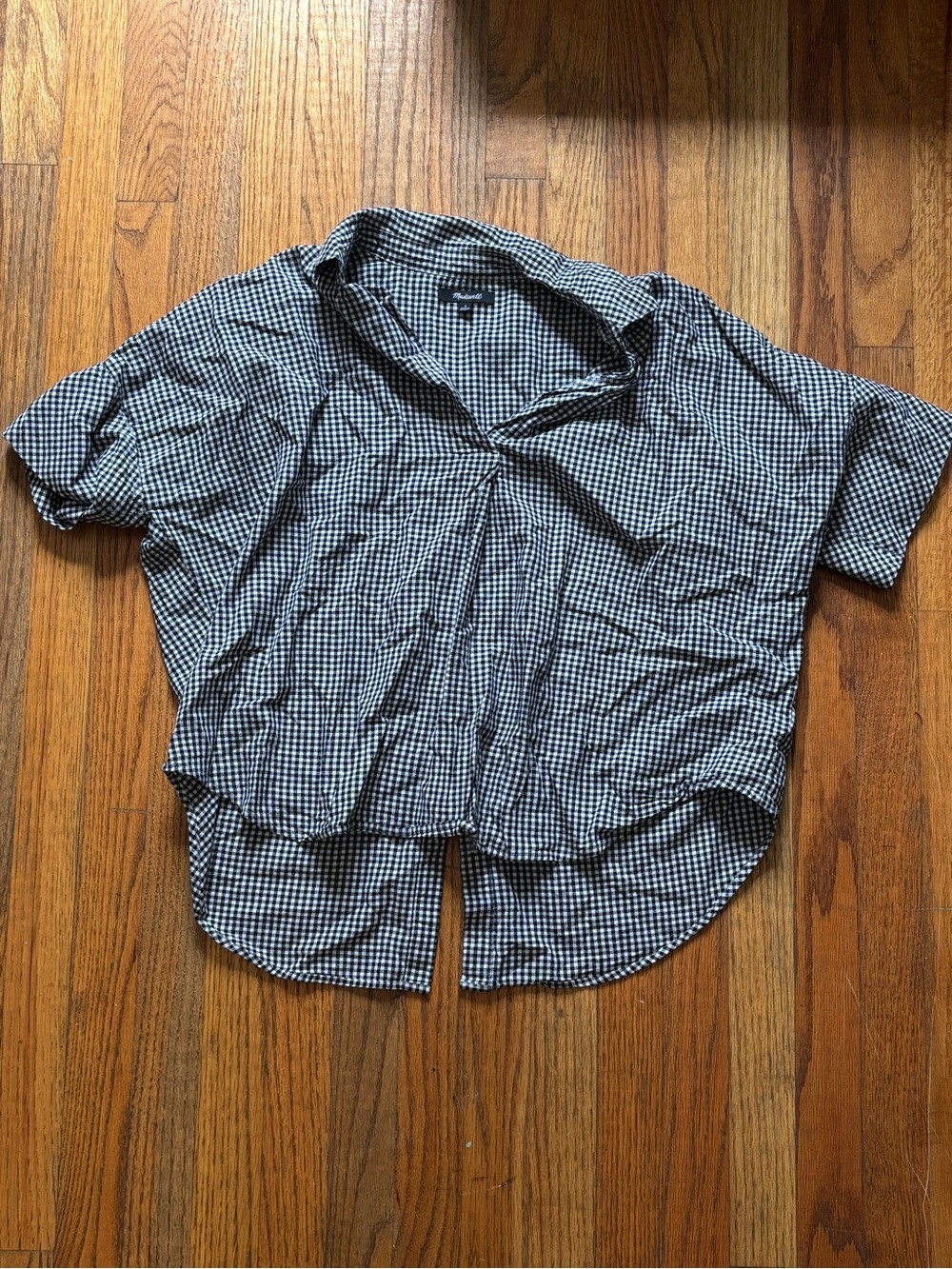 Madewell gingham courier button back shirt
